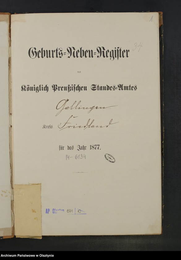 Obraz z jednostki "Geburts-Neben-Register Nr 1 - 64"