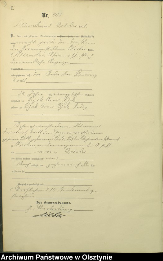 image.from.unit.number "Sterbe-Haupt-Register Tom II,Nr 400 - 542"