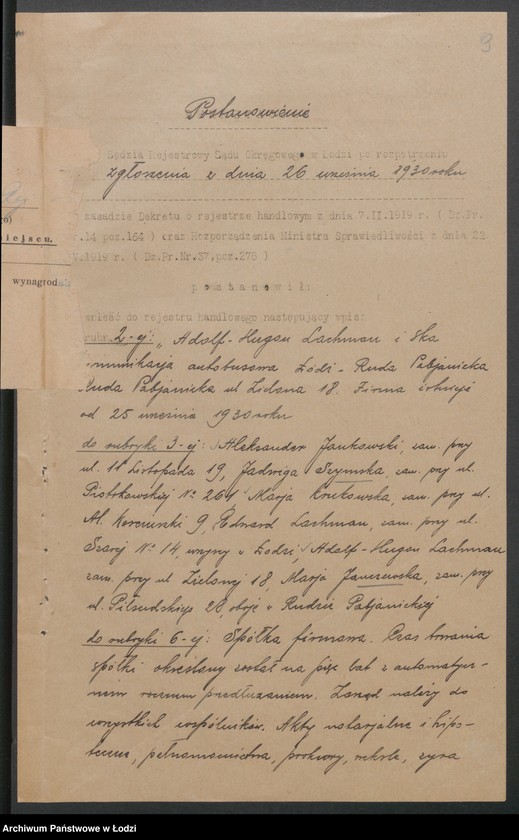 Obraz 11 z jednostki "Adolf Hugon Lachman i S-ka- komunikacja autobusowa Łódź- Ruda Pabianicka"