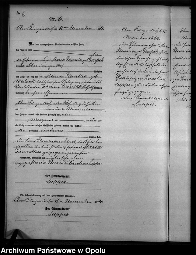 Obraz 9 z jednostki "Geburts-Neben-Register des Standesamtes Kunzendorf 1874"