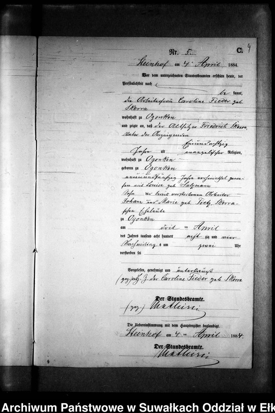 image.from.unit.number "Sterbe-Neben-Register des Preussischen Standes-Amtes Gr. Strengeln Kreis Angerburg"