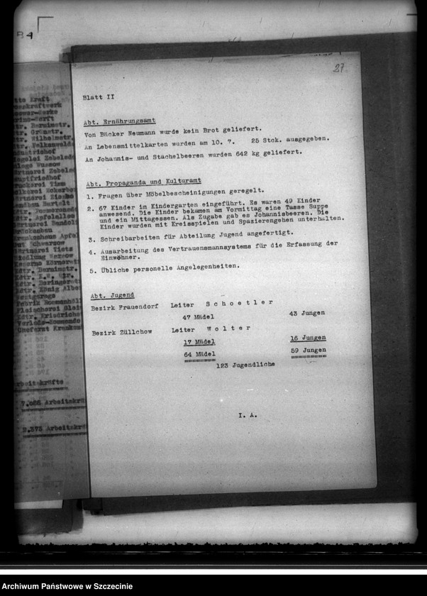 image.from.unit.number "Sprawozdania dzienne z działalności Wydziału Aprowizacyjnego niemieckiego Zarządu Miejskiego w Szczecinie m-c VI-VII.  Zeznania ludności cywilnej o napadach rabunkowych dokonanych przez Rosjan"