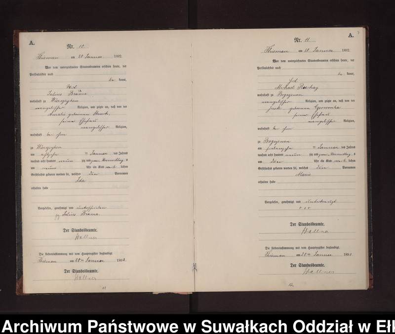 image.from.unit.number "Geburts-Neben-Register des Preussischen Standes-Amtes Rydzewen Kreis Loetzen"