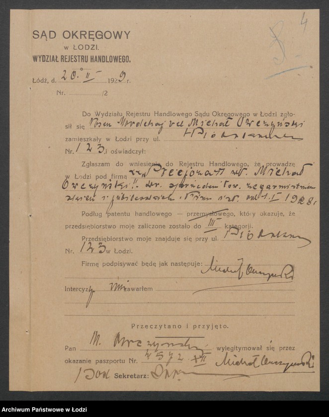 Obraz 6 z jednostki "Michał Owczyński- sprzedaż towarów zegarmistrzowskich i jubilerskich "Precjoza""