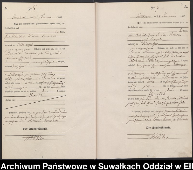 image.from.unit.number "Geburts-Haupt-Register des Königlich Preussischen Standes-Amtes Schaden Kreis Sensburg"