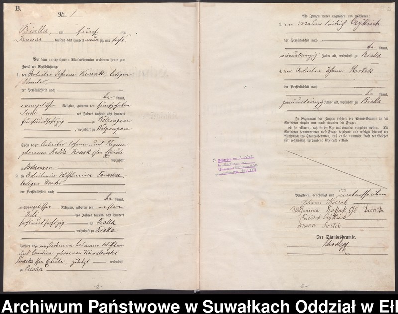 image.from.unit.number "Heiraths-Haupt-Register des Königlichen Preussischen Standes-Amtes Bialla Kreis Johannisburg"