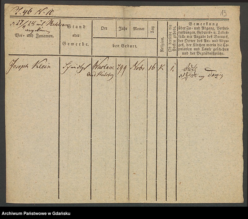 image.from.unit.number "Karty meldunkowe: Klein Johanna - Klein Marie"