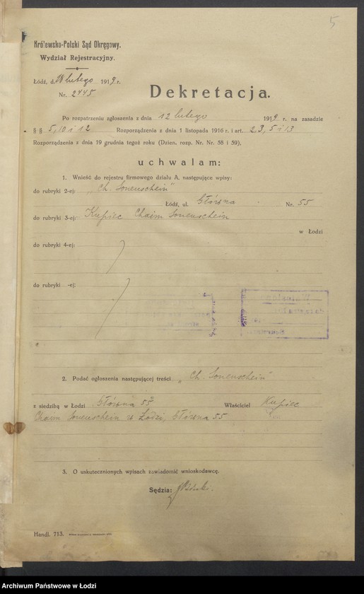 Obraz 7 z jednostki "Chaim Sonenschein- sprzedaż dodatków krawieckich"