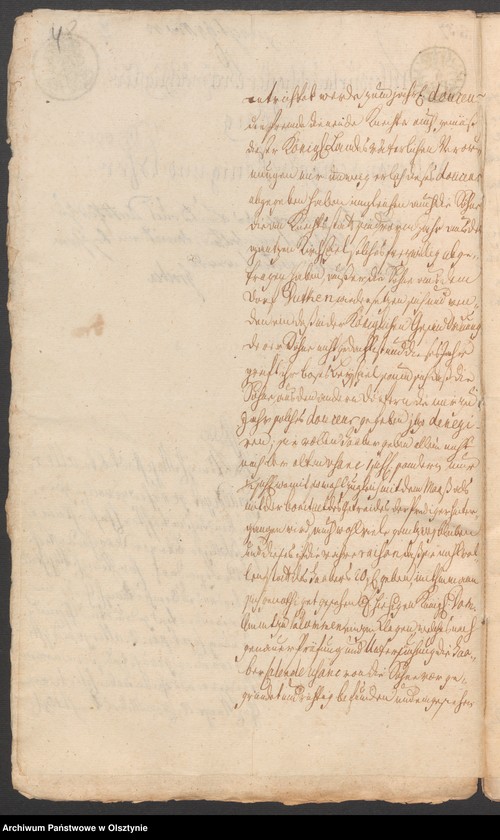 image.from.unit.number "In S. [Sachen] des Prediger Floeß in Schwentainen [Świętajno]. Wegen der Statt der vormahligen Haber„Calende von den Knechten in der neuen Gesinde Ordnung festgesetzten jezo aber von denen als Knechte bey ihren Eltern dienen, den Sohnen in Dorffe Dutcken [Dudki] verweigerten kleinen jährlichen Geld Abgabe"