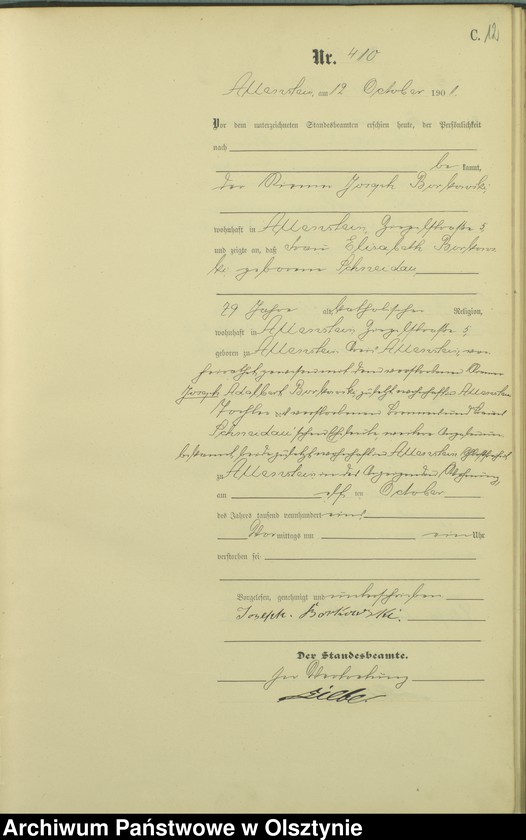 image.from.unit.number "Sterbe-Haupt-Register Tom II,Nr 400 - 542"