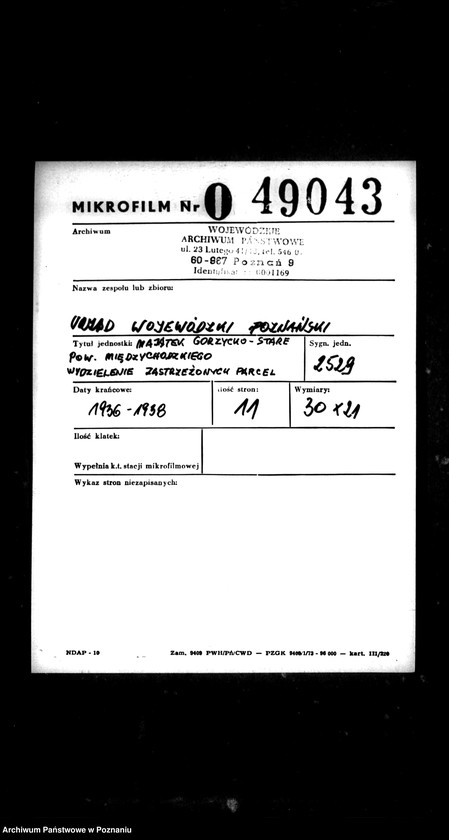 Obraz 2 z jednostki "Majątek Gorzycko Stare powiatu międzychodzkiego wydzielenie zastrzeżonych parcel"