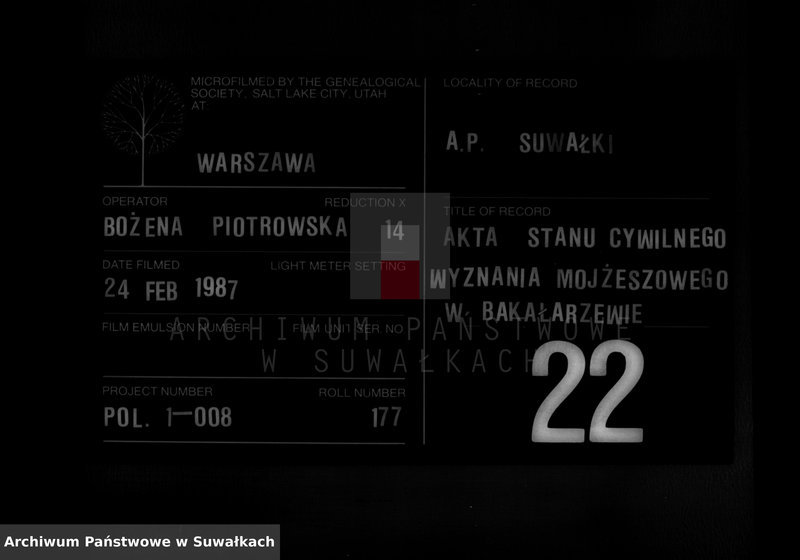 image.from.unit.number "Akta Urodzonych, Umarłych i Zaślubionych Okręgu Bakałarzewo za rok 1830"