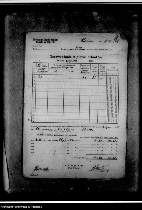 image.from.unit.number "Sprawozdania o stanie członków. Pisma w sprawie potrąceń składek członkowskich z uposażenia"