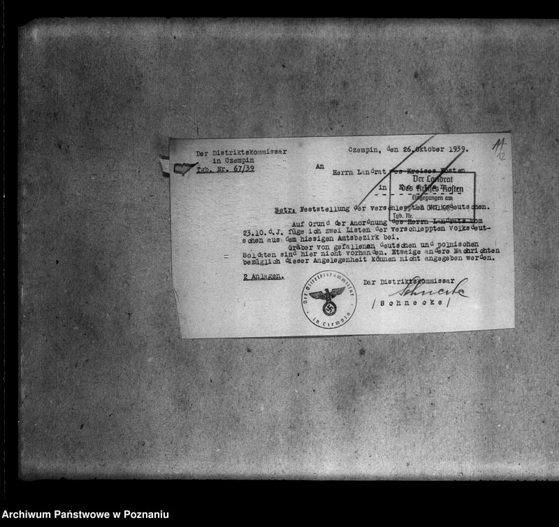 Obraz 16 z jednostki "Amtliche Meldungen Kreis Kosten (Kościan)"