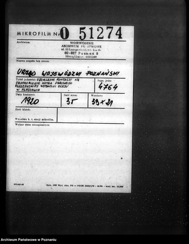 Obraz 2 z jednostki "Udzielenie koncesji na uruchomienie kotła parowego Pleszewskiej Wytłoczni Oleju"