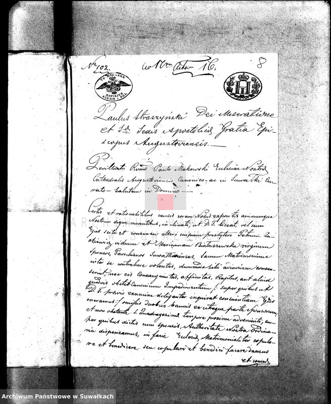 image.from.unit.number "Annexa do Akt Małżeństw Parafij Suwalskiey za Rok 1842."