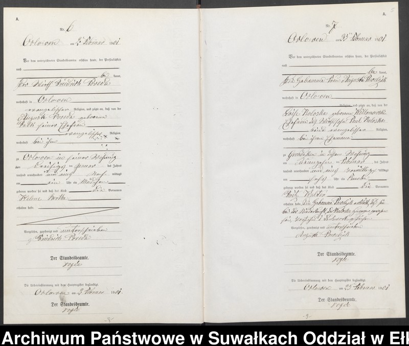 image.from.unit.number "Geburts-Neben-Register des Preussischen Standes-Amtes Orlowen Kreis Loetzen"