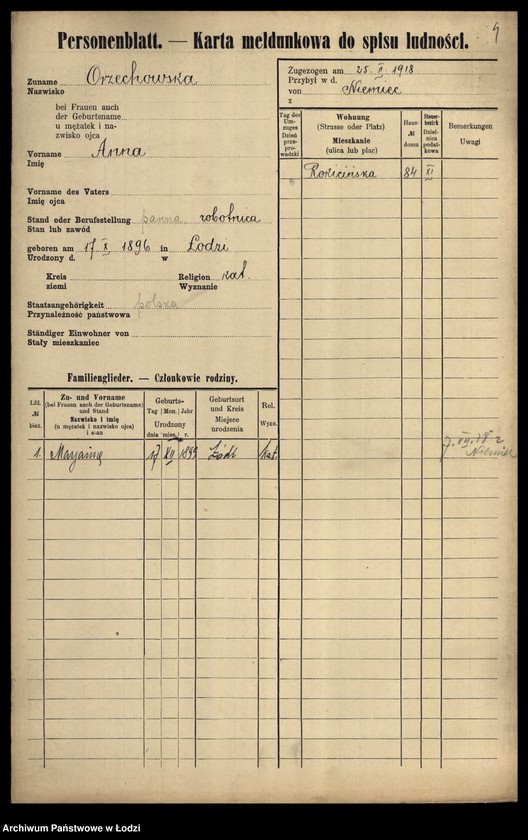 Obraz 7 z jednostki "[Spis ludności Łodzi] Orzechowska-Osiński"