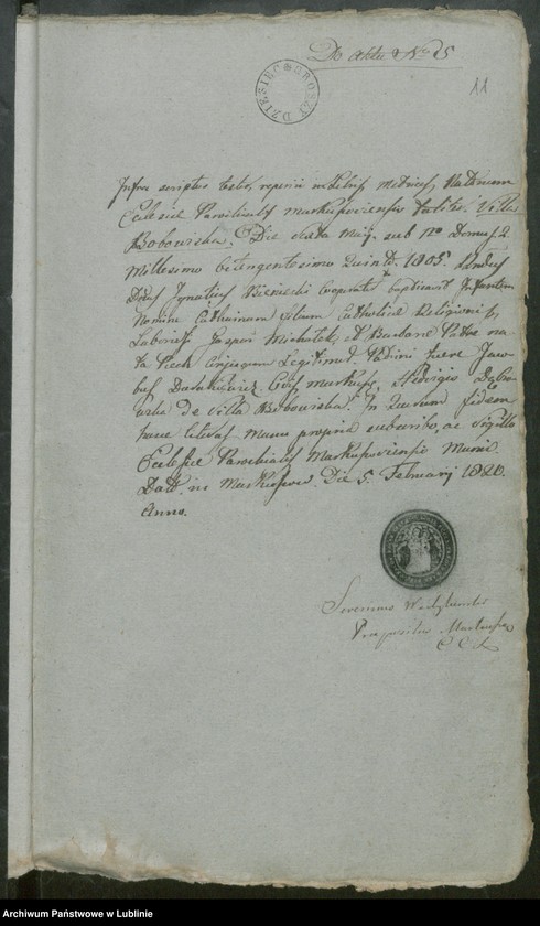 image.from.unit.number "Alegaty do ksiąg urodzeń, zapowiedzi, małżeństw i zgonów z lat 1820 - 1821"