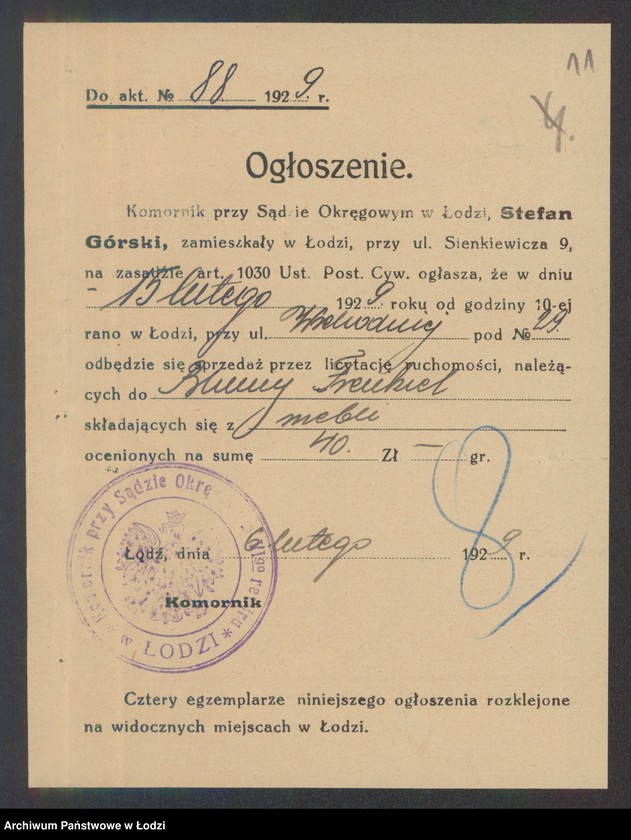 Obraz 13 z jednostki "Blima Frenkiel- sprzedaż towarów bawełnianych"