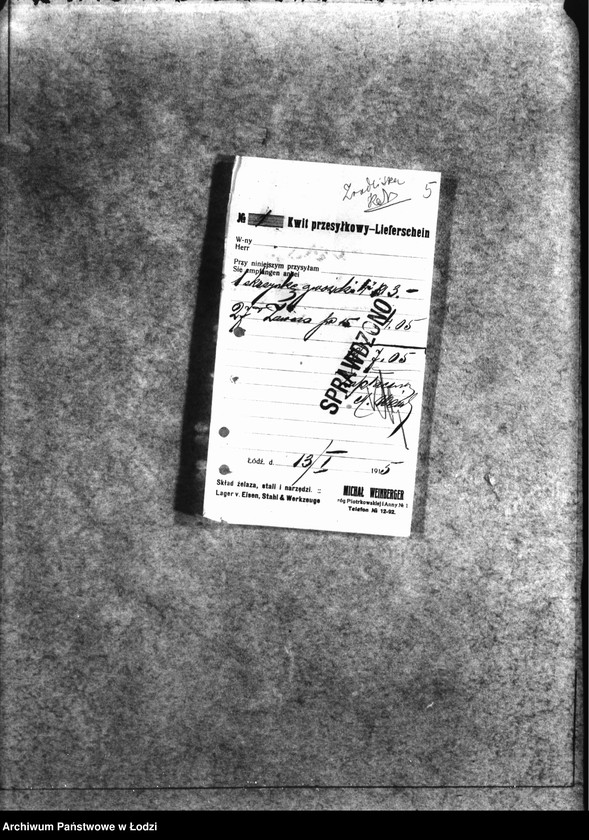 Obraz 8 z jednostki "Dowody Sekcji Budowlanej [listy płacy, rachunek za urządzanie cmentarzy i parków łódzkich]"