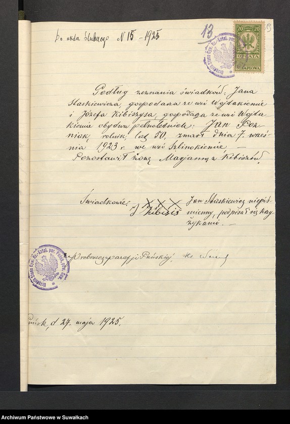 image.from.unit.number "Aneksa do Aktów zaślubionych par Puńskiej z roku 1925"