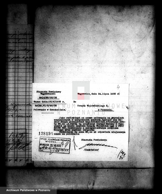 Obraz 8 z jednostki "/Majątek Grocholin prawo polowania na gruntach wykupionych/"