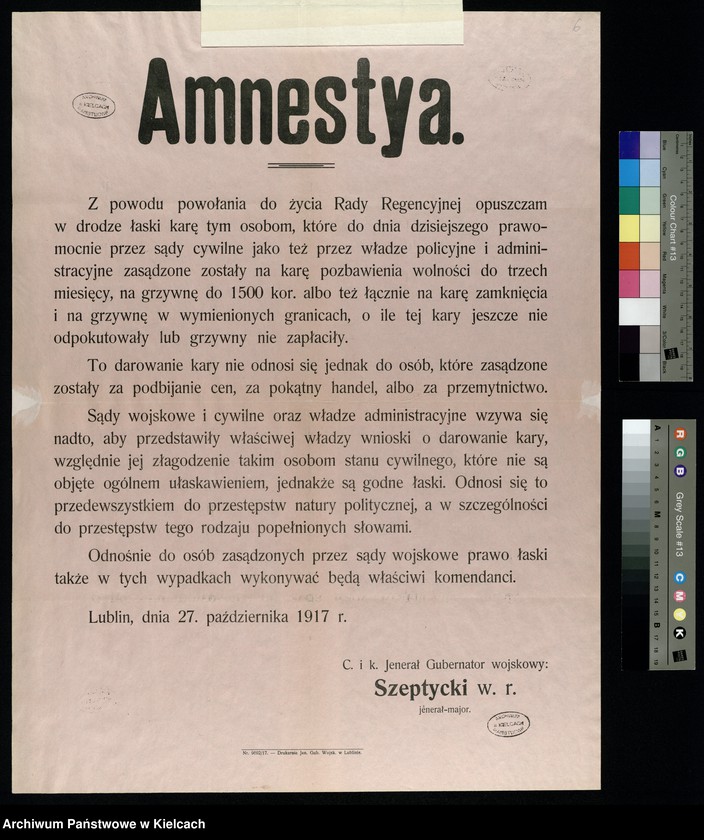 Obraz 5 z kolekcji "Afisze, plakaty dotyczące wydarzeń politycznych i społecznych w Kielcach, lata 1915-1919111"