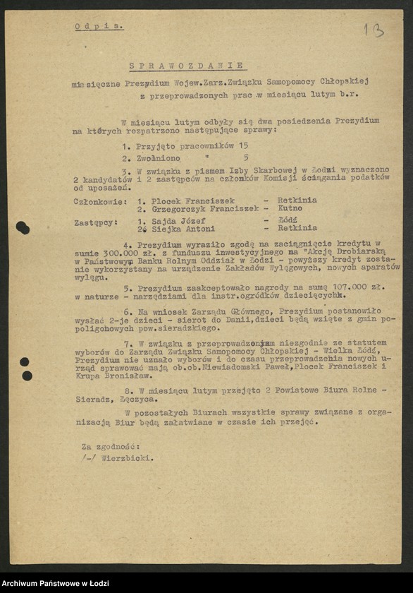 Obraz 14 z jednostki "Związek Samopomocy Chłopskiej - sprawozdania [wydziałów, instruktorów, referatów i Prezydium] Zarządu Wojewódzkiego"