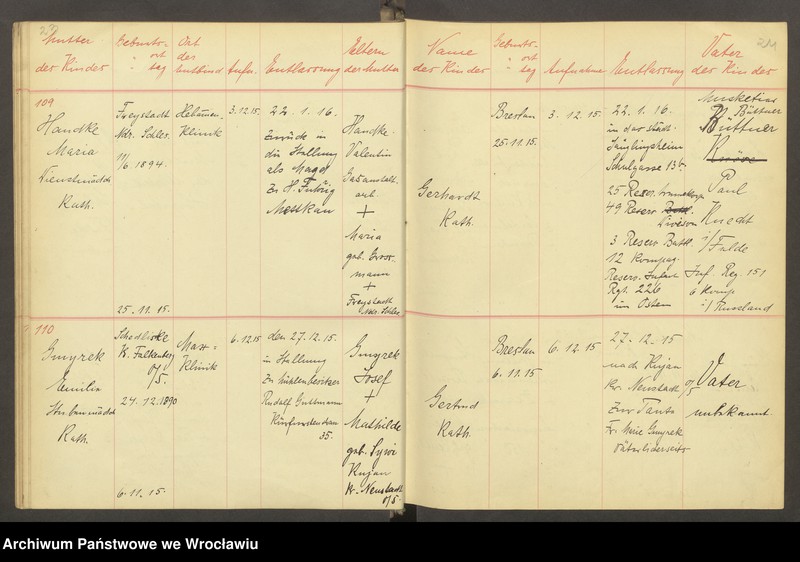 image.from.unit.number "Aufnahmebücher des früh. Kiserl. Kinderheims in Gräbschen"