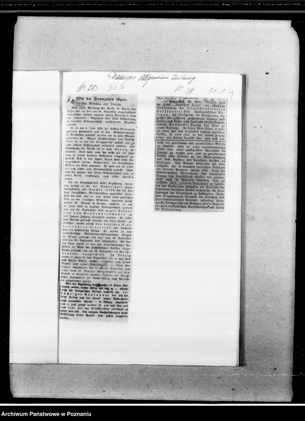 Obraz 8 z jednostki "Sprawa granic niepodległej Polski [wycinki prasowe z gazety "Danziger Allgemeine Zeitung"]"