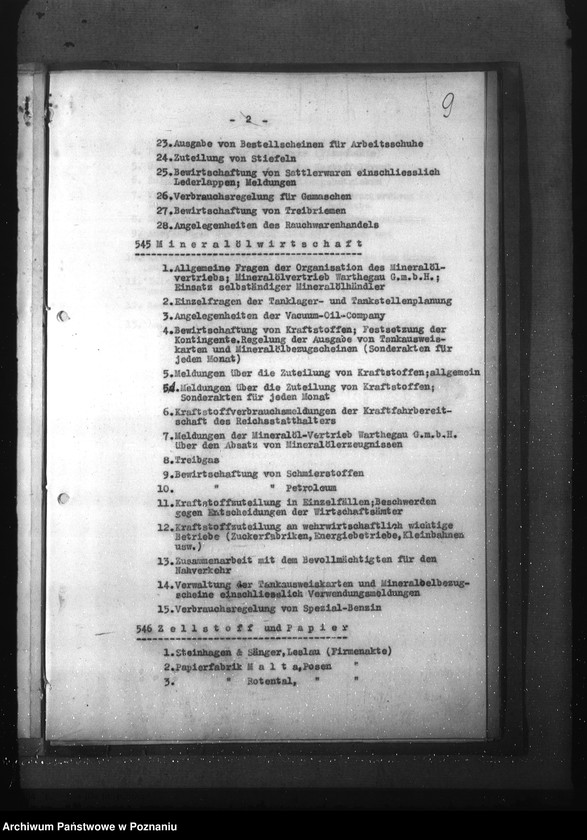 Obraz 13 z jednostki "Wykaz akt dla wydziału Wirtschaft und Arbeit"