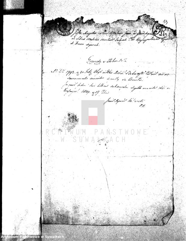 image.from.unit.number "Dowody do Akt Małżeństwa Gminy Wigierskiey od dnia 1-o Maja 1809 do dnia ostatniego kwietnia 1810 Roku."