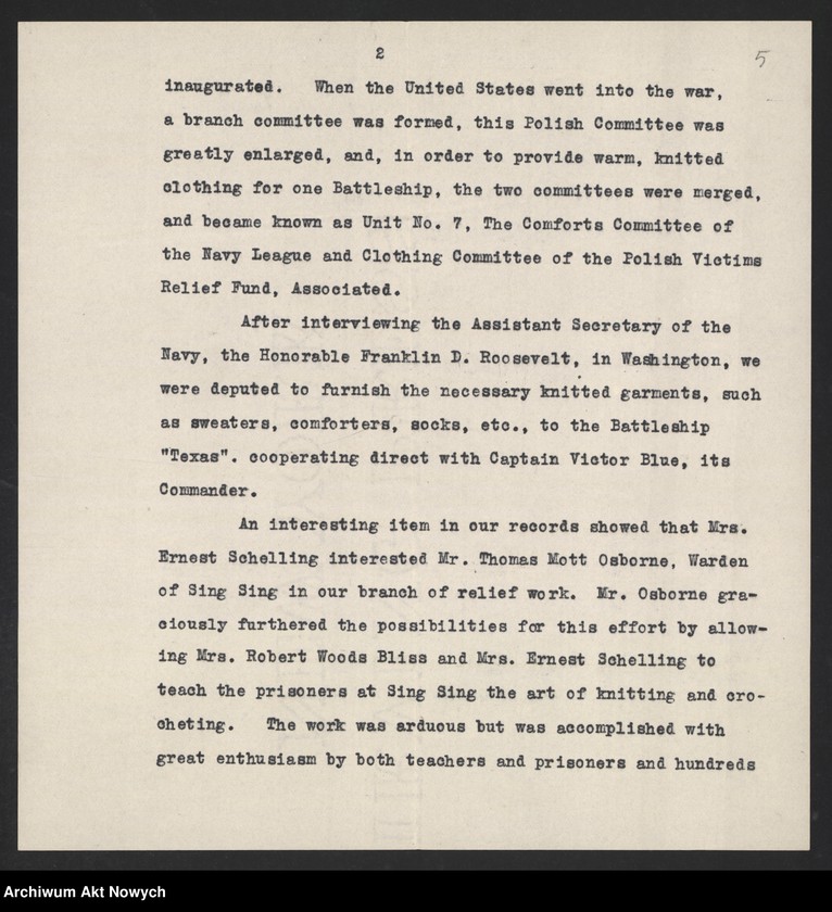 image.from.unit.number "Unit No. 7, The Comforts Committee of the Navy League and Clothing Committee of the Polish Victims Relief Fund Associated. Lista członków. Zarys działalności. Korespondencja"