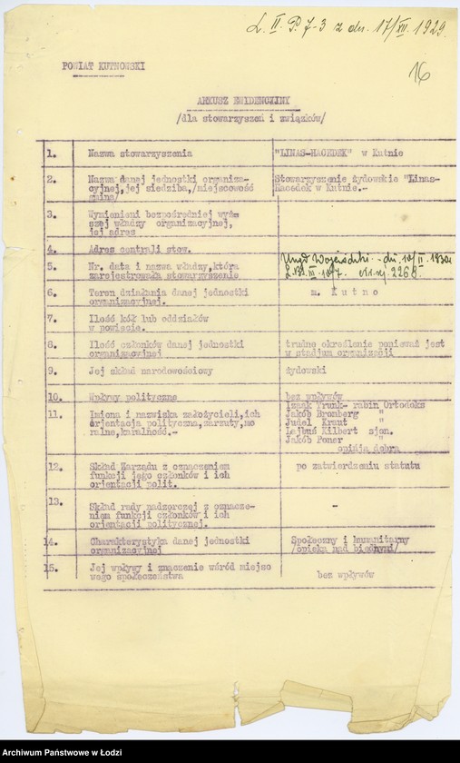Obraz 19 z jednostki "Stowarzyszenie "Linas Hacedek" w Kutnie"
