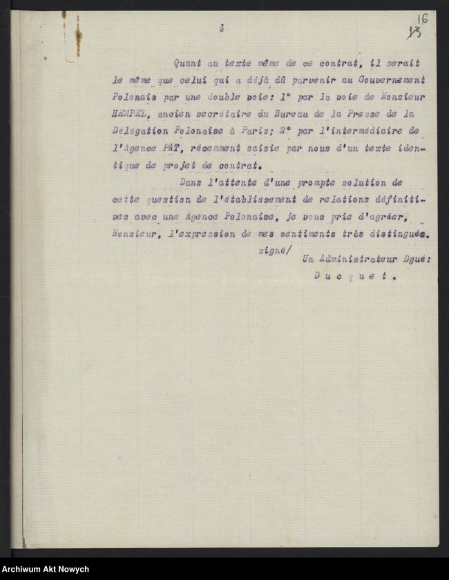 image.from.unit.number "Materiały w sprawie utworzenia Polskiej Agencji Telegraficznej. Memoriały, korespondencja"