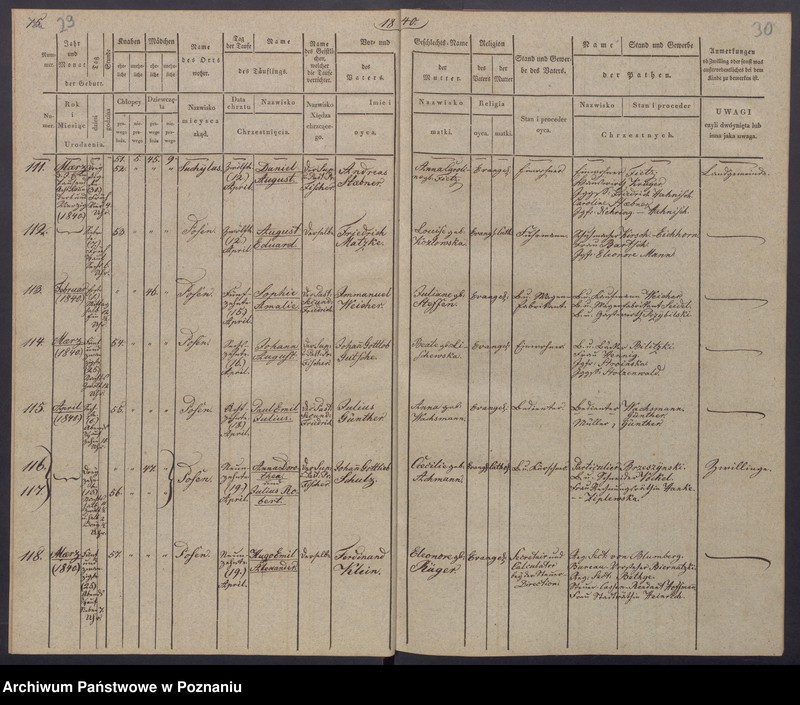 Obraz 18 z jednostki "[Akta urodzeń i chrztów, zgonów i pogrzebów, zapowiedzi i ślubów]"