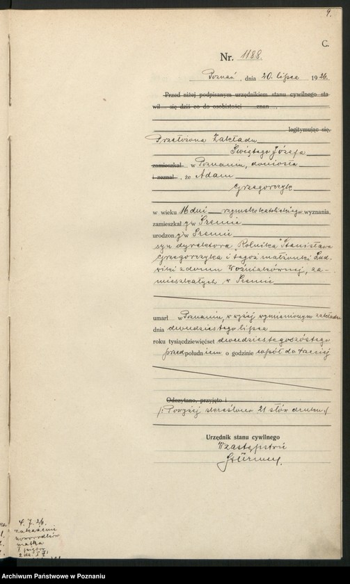 Obraz 11 z jednostki "Księga miejscowa zgonów tom III [Rejestr główny zgonów]"