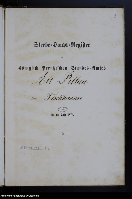 image.from.unit.number "Sterbe-Haupt-Register Tom I,Nr 1 - 82"