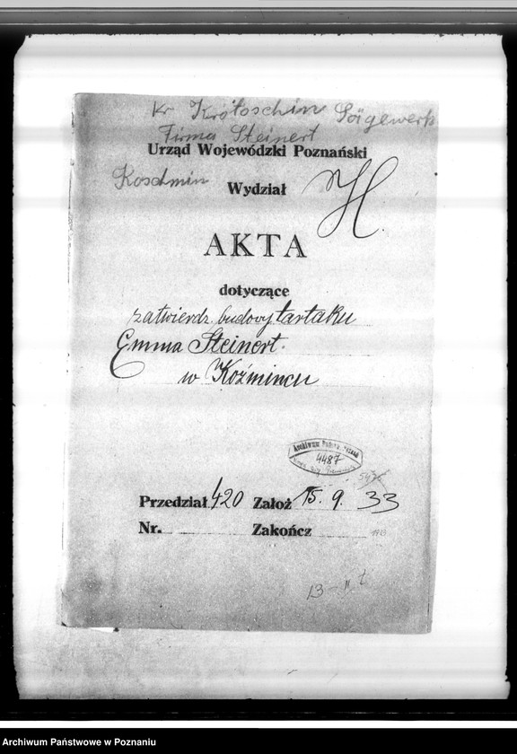 image.from.unit.number "Zatwierdzenie budowy tartaku Emmy Steinert w Koźminie pow. krotoszyński"