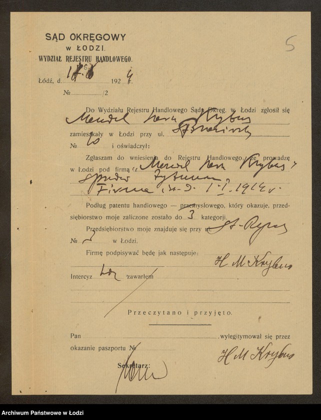 Obraz 7 z jednostki "Mendel Hersz Krybus- sprzedaż wyr. kolonialnych"