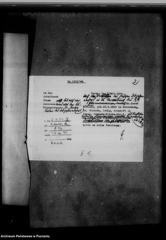 Obraz 6 z jednostki "Personalakten des wissenschaftlichen Angestellten Dr. Josef Nowacki, auch Kaletka, Siuchniński, Rzyski, Wojciechowski und Spychalski"