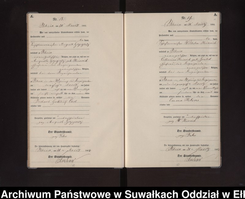 image.from.unit.number "Geburts-Neben-Register des Preussischen Standes-Amtes Rhein Kreis Loetzen"