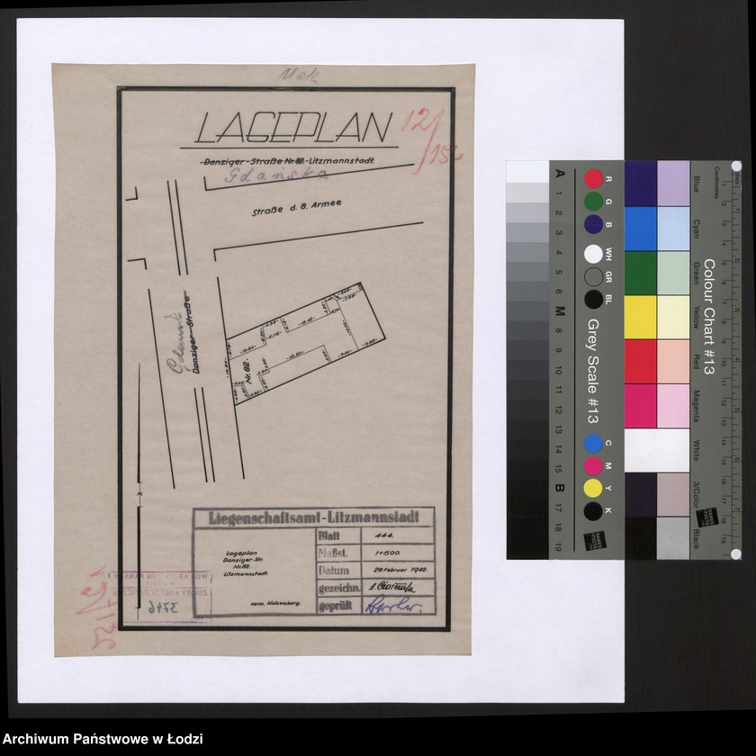 Obraz 1 z jednostki "Lageplan Danziger-Strasse Nr 82 Litzmannstadt"