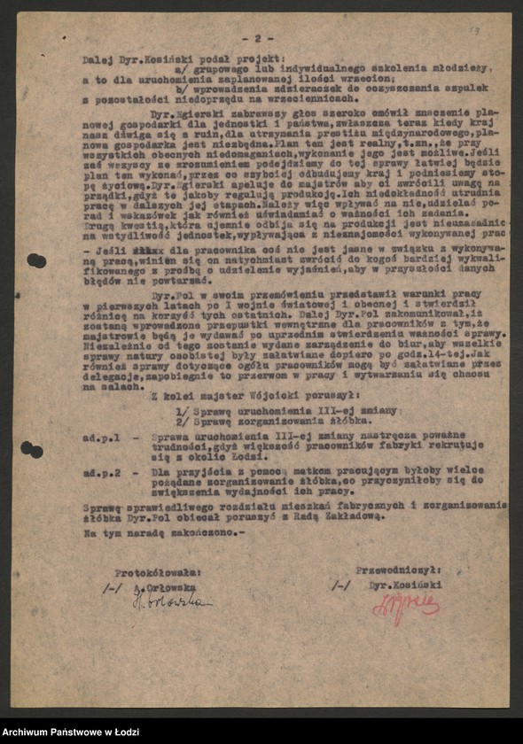 Obraz 14 z jednostki "Państwowe Zakłady Przemysłu Bawełnianego nr 2; protokoły z narad technicznych, raporty dzienne z wykonania produkcji, [meldunki o zarobkach]"