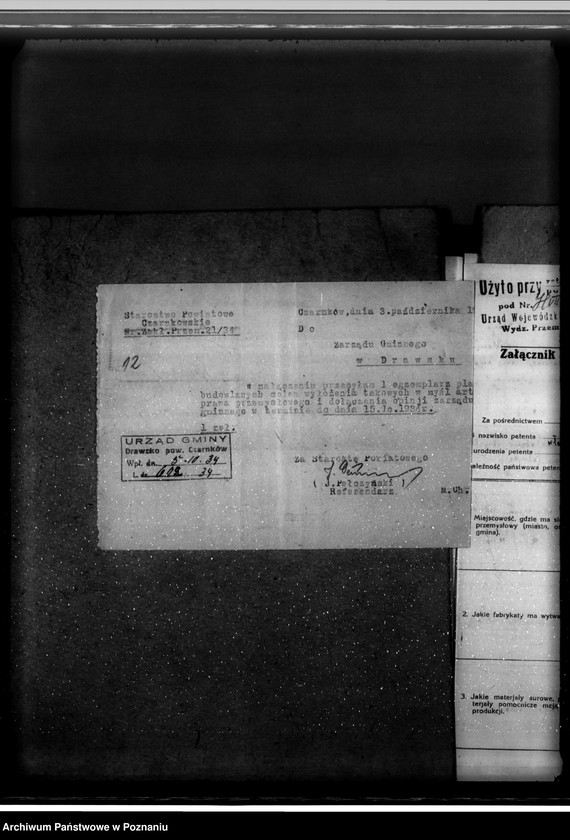 Obraz 16 z jednostki "Zatwierdzenie zakładu przemysłowego /stolarni mechanicznej/ Firma Drawska Lejarnia Żelaza w Drawskim Młynie pow. czarnkowski"