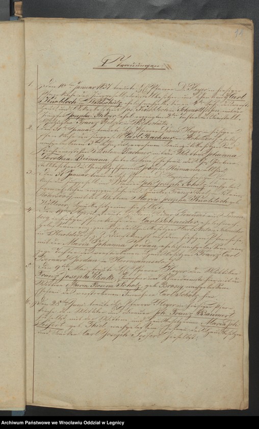 image.from.unit.number "Duplicate des Registers über die vorgekommenen Trauungen, Geburten und Begrabnisse"