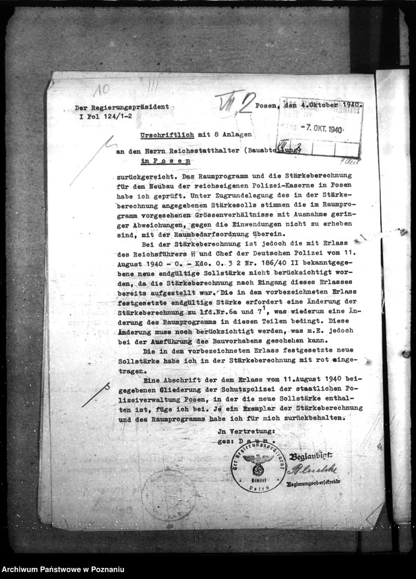 Obraz 18 z jednostki "Neubau. Schutzpolizeikaserne Posen"