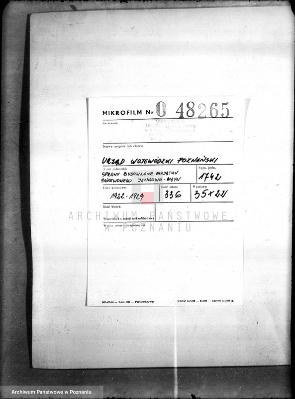 Obraz 2 z jednostki "Sprawy budowlane majątku państwowego Jankowo-Młyn"