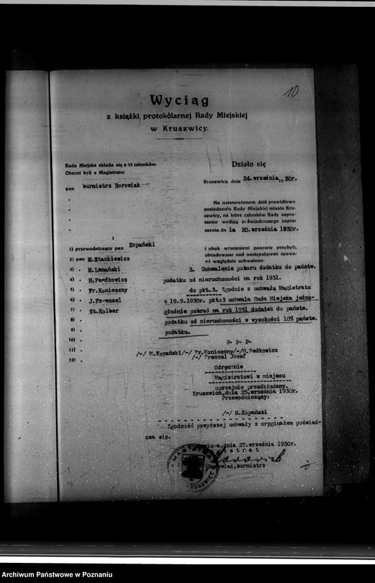 Obraz 14 z jednostki "Miasto Kruszwica Podatki komunalne /Ustawa z dnia 11.8.1923 r. Dz. U nr 94/"